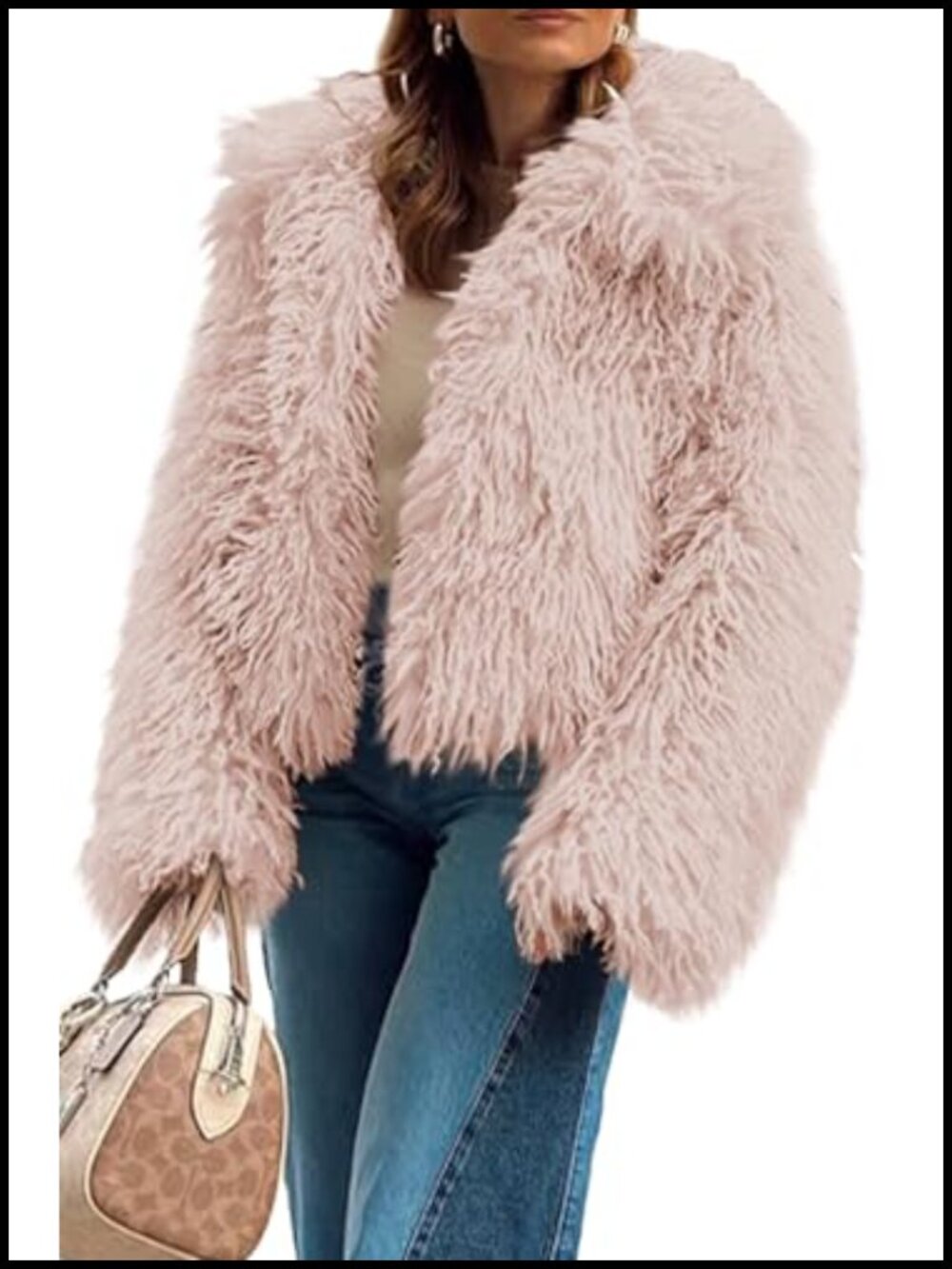 Women's Faux Fur Coat Cropped Shaggy Winter Jacket